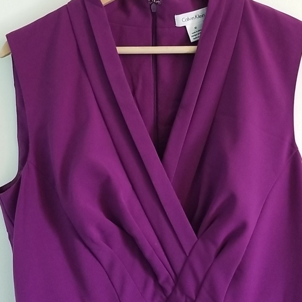 Calvin Klein purple faux wrap dress with pockets - size 12 - Picture 3 of 7
